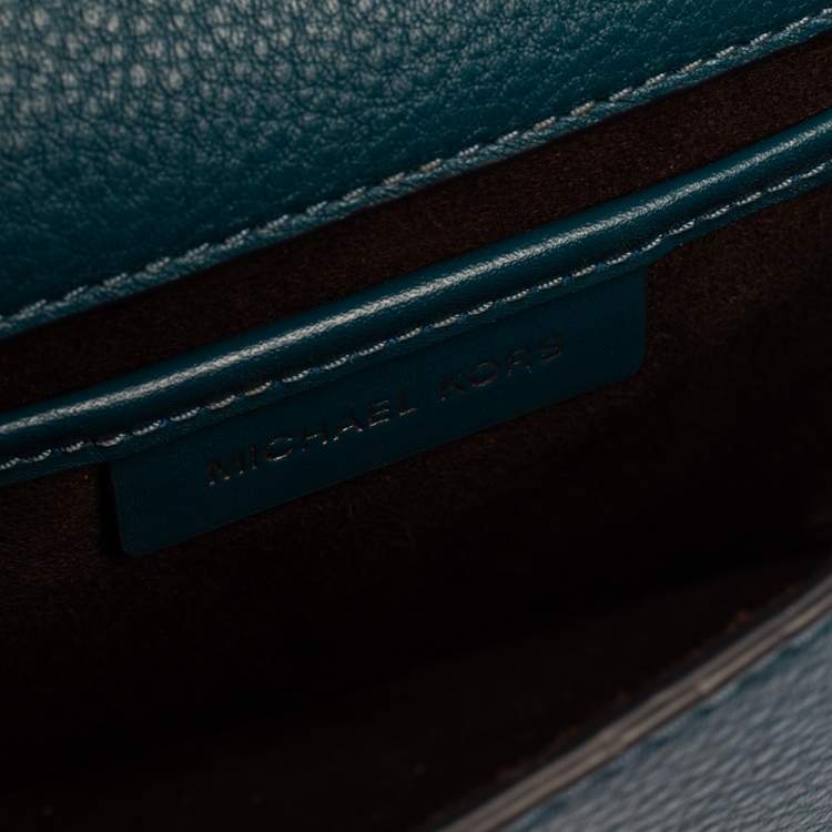 Pre Owned Michael Kors Dark Teal Leather Small Jayne Top Handle Bag