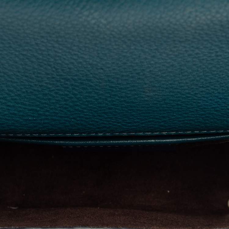 Pre Owned Michael Kors Dark Teal Leather Small Jayne Top Handle Bag