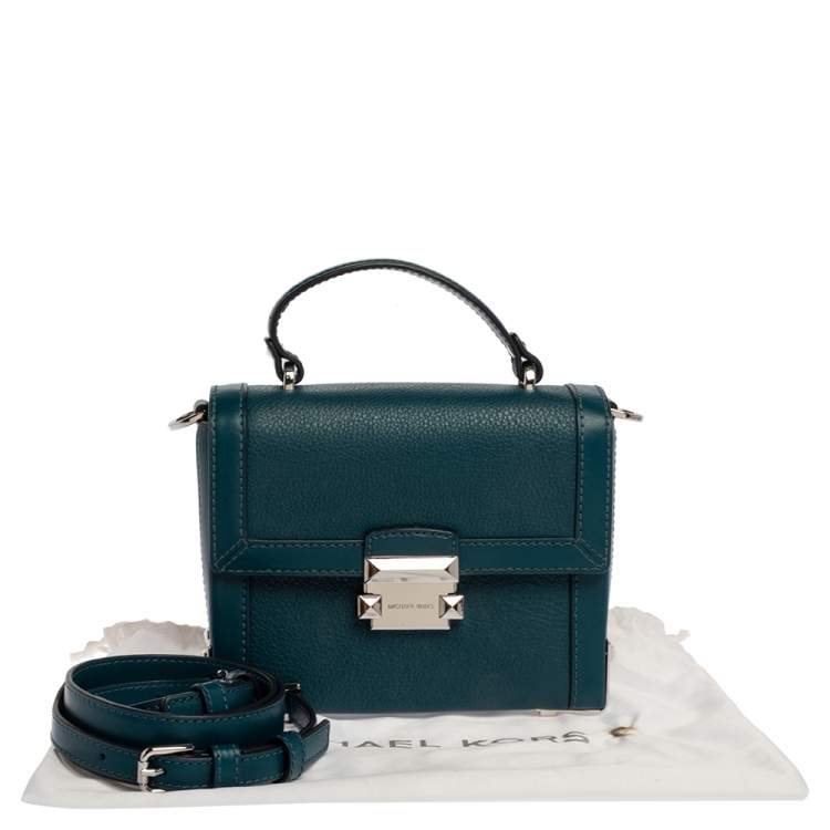Pre Owned Michael Kors Dark Teal Leather Small Jayne Top Handle Bag