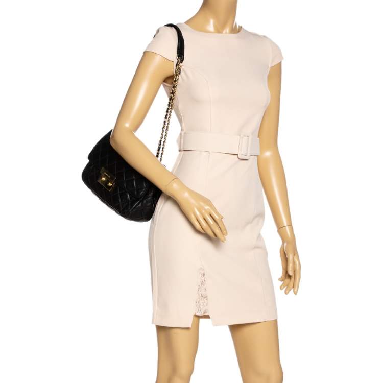 Pre Owned Michael Kors Black Leather Vivianne Shoulder Bag