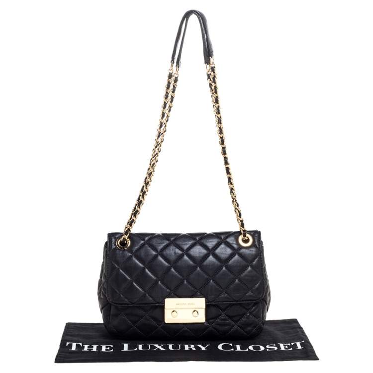 Pre Owned Michael Kors Black Leather Vivianne Shoulder Bag