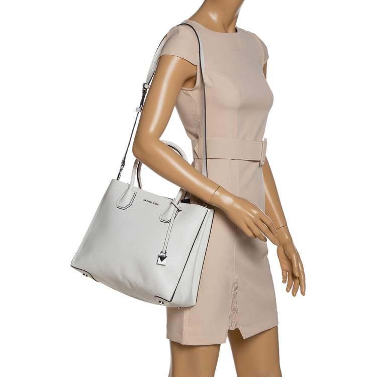 Pre Owned Michael Kors White Leather Mercer Tote