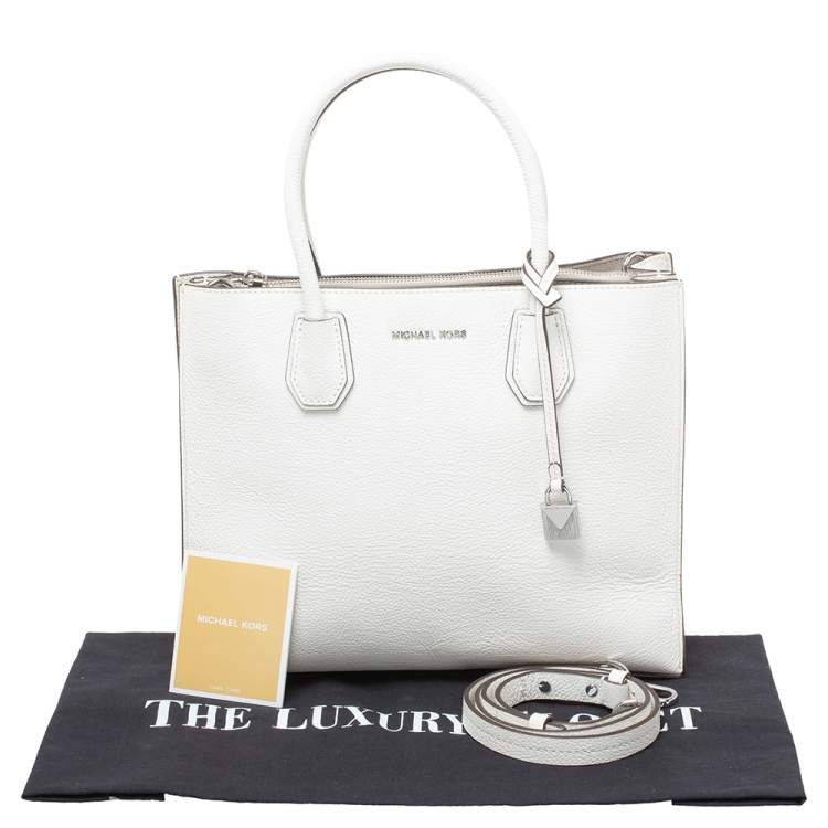 Pre Owned Michael Kors White Leather Mercer Tote