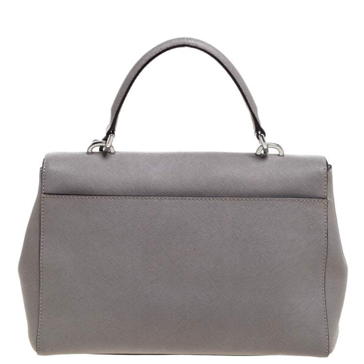 Pre Owned Michael Kors Grey Leather Medium Ava Top Handle Bag