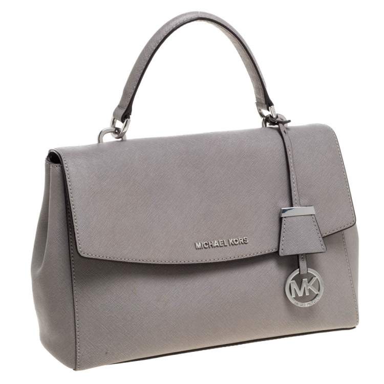 Pre Owned Michael Kors Grey Leather Medium Ava Top Handle Bag