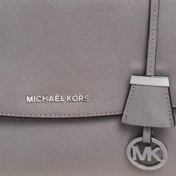 Pre Owned Michael Kors Grey Leather Medium Ava Top Handle Bag