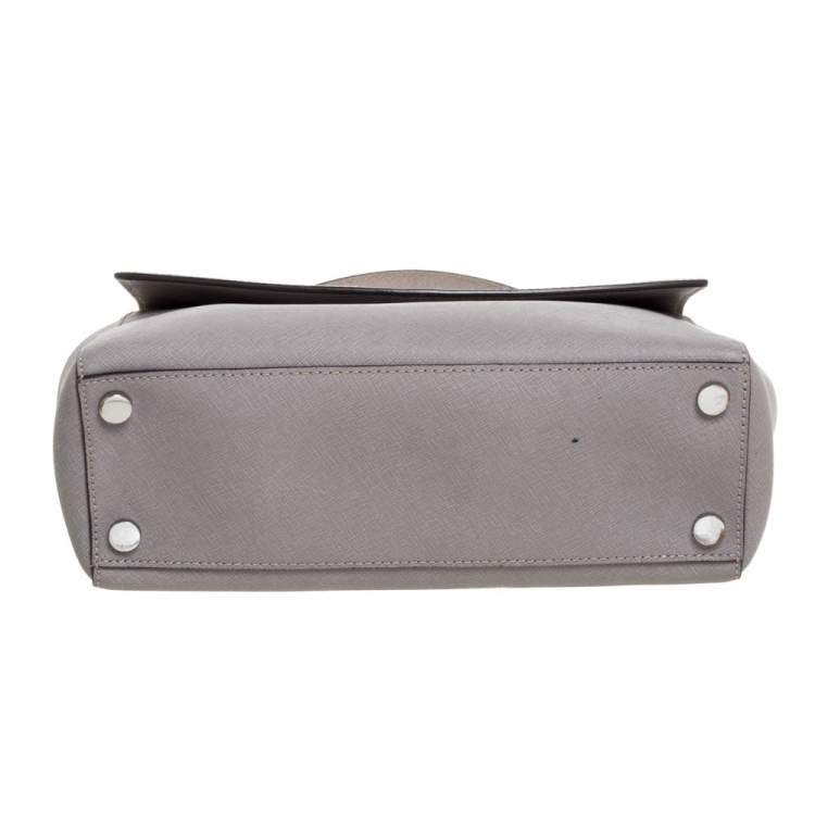 Pre Owned Michael Kors Grey Leather Medium Ava Top Handle Bag
