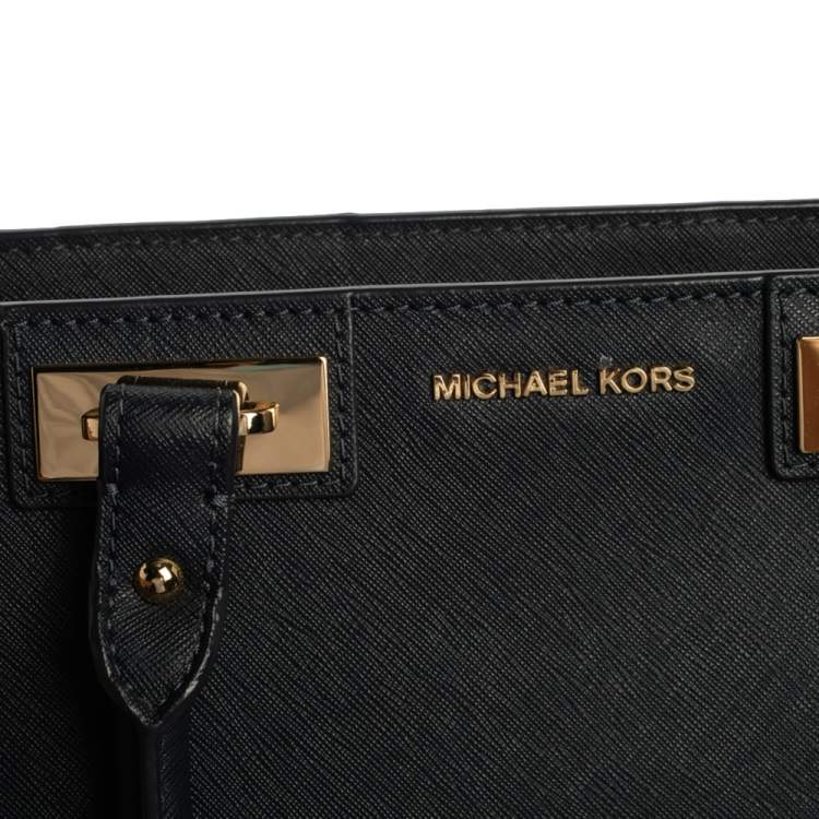 Pre Owned Michael Kors Navy Blue Leather Large Quinn Satchel