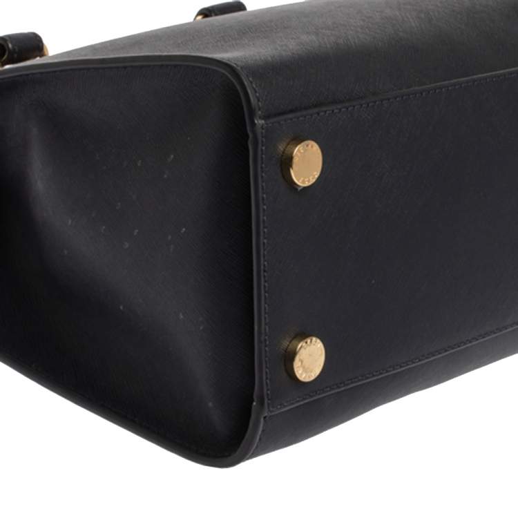 Pre Owned Michael Kors Navy Blue Leather Large Quinn Satchel