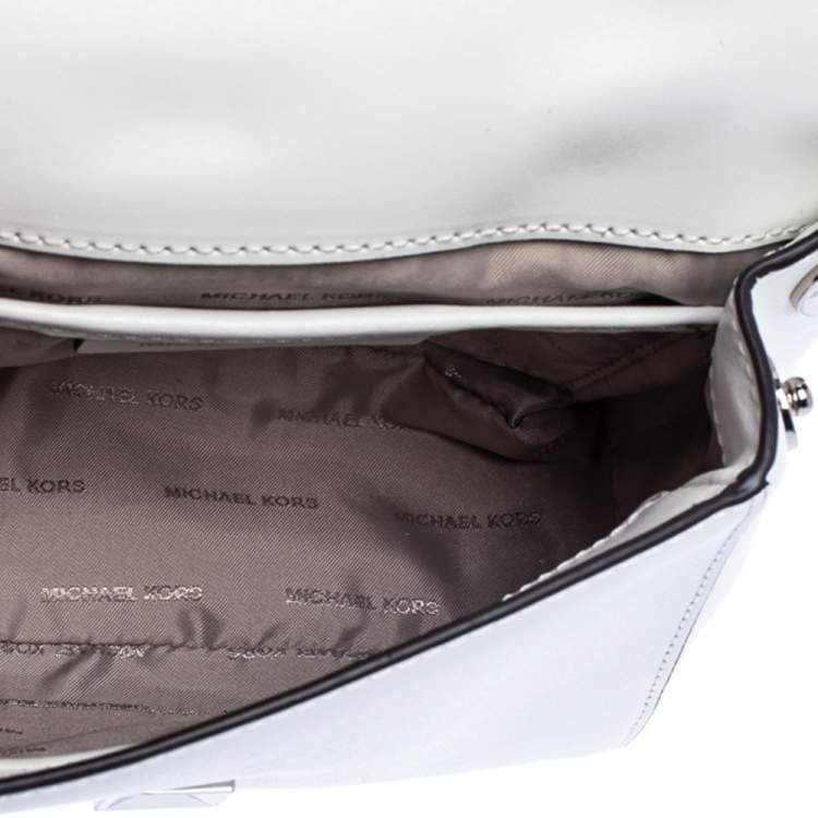 Pre Owned Michael Kors White Leather Mott Top Handle Bag