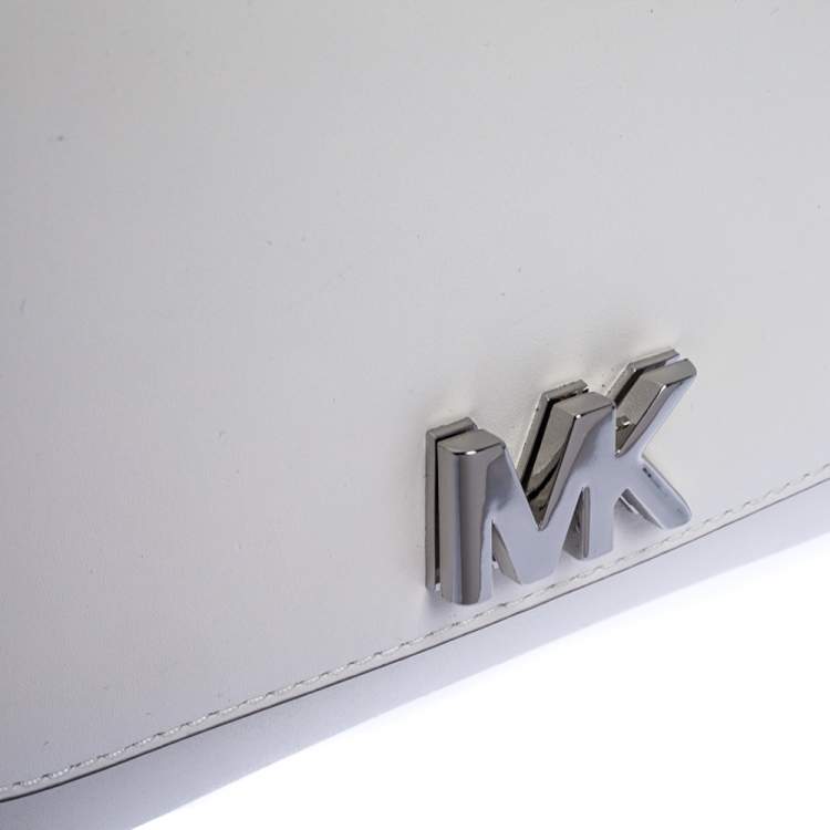 Pre Owned Michael Kors White Leather Mott Top Handle Bag