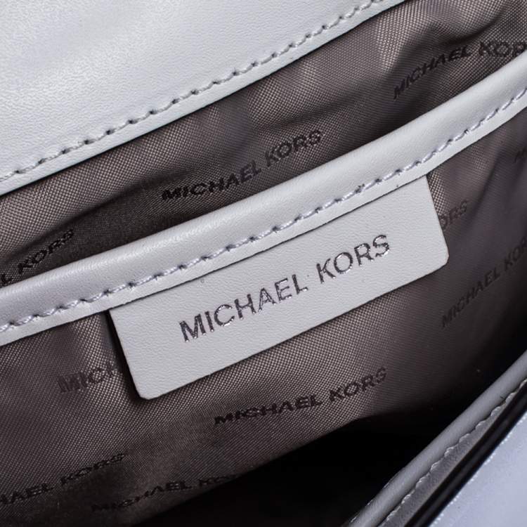 Pre Owned Michael Kors White Leather Mott Top Handle Bag