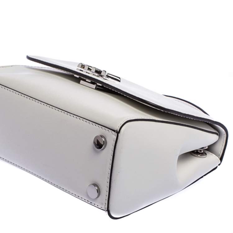 Pre Owned Michael Kors White Leather Mott Top Handle Bag