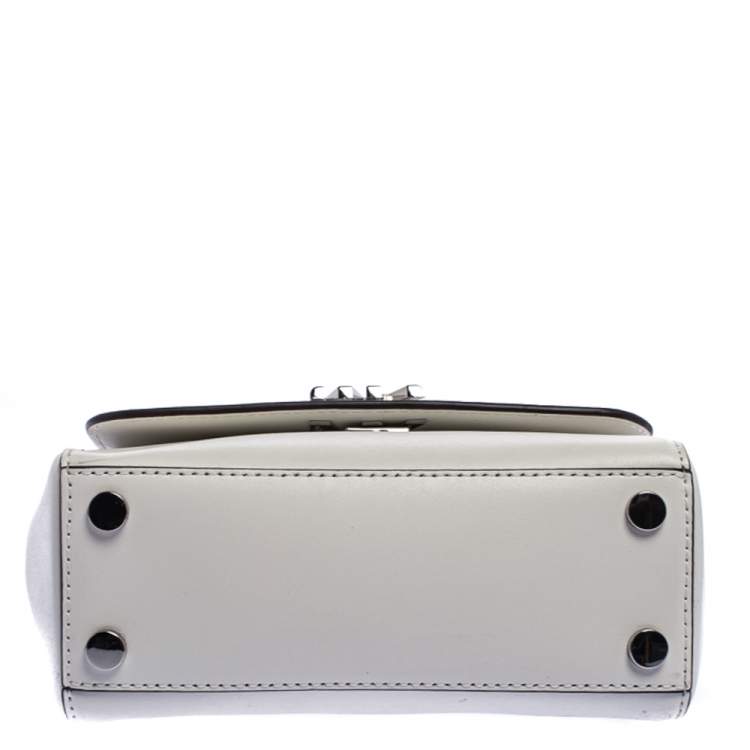 Pre Owned Michael Kors White Leather Mott Top Handle Bag