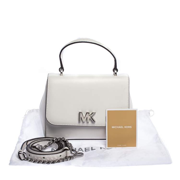 Pre Owned Michael Kors White Leather Mott Top Handle Bag