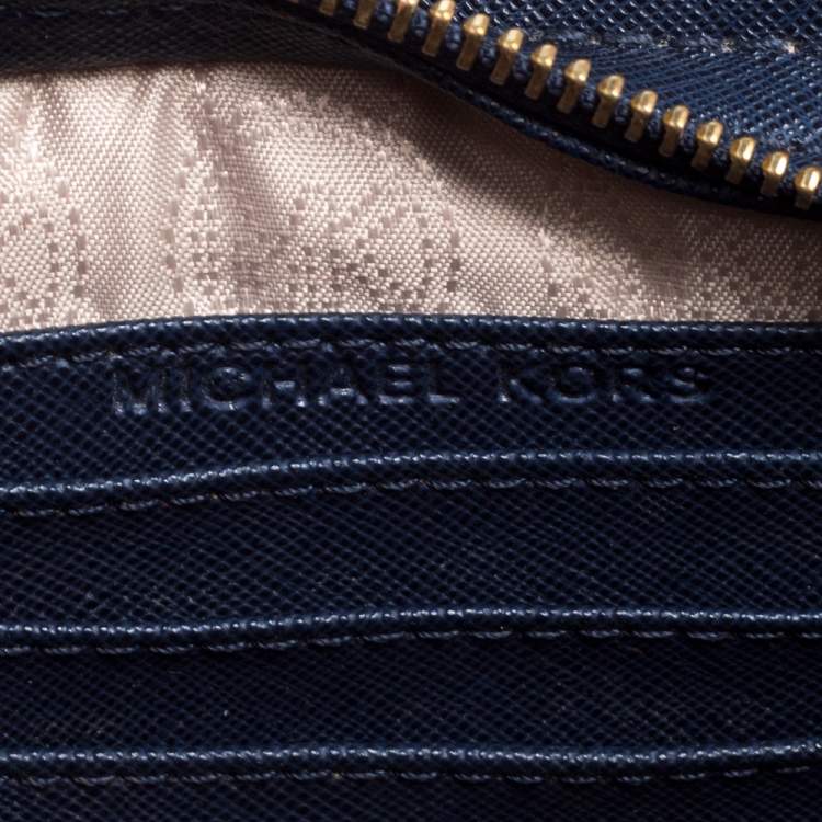 Pre Owned Michael Kors Navy Blue Leather Mini Selma Crossbody Bag