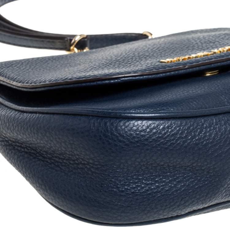 Pre Owned Michael Kors Blue Leather Flap Crossbody Bag