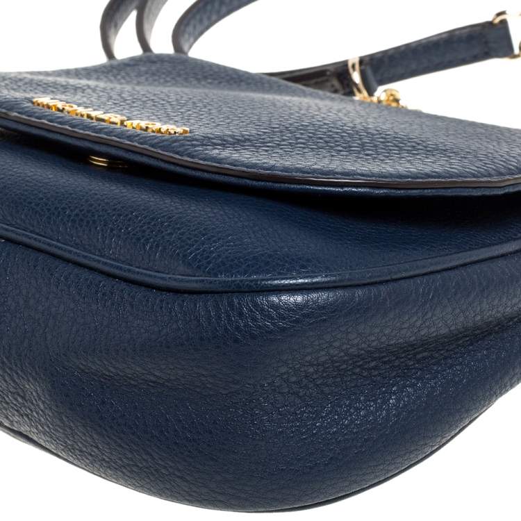 Pre Owned Michael Kors Blue Leather Flap Crossbody Bag