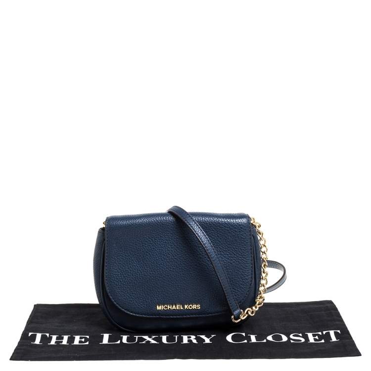 Pre Owned Michael Kors Blue Leather Flap Crossbody Bag