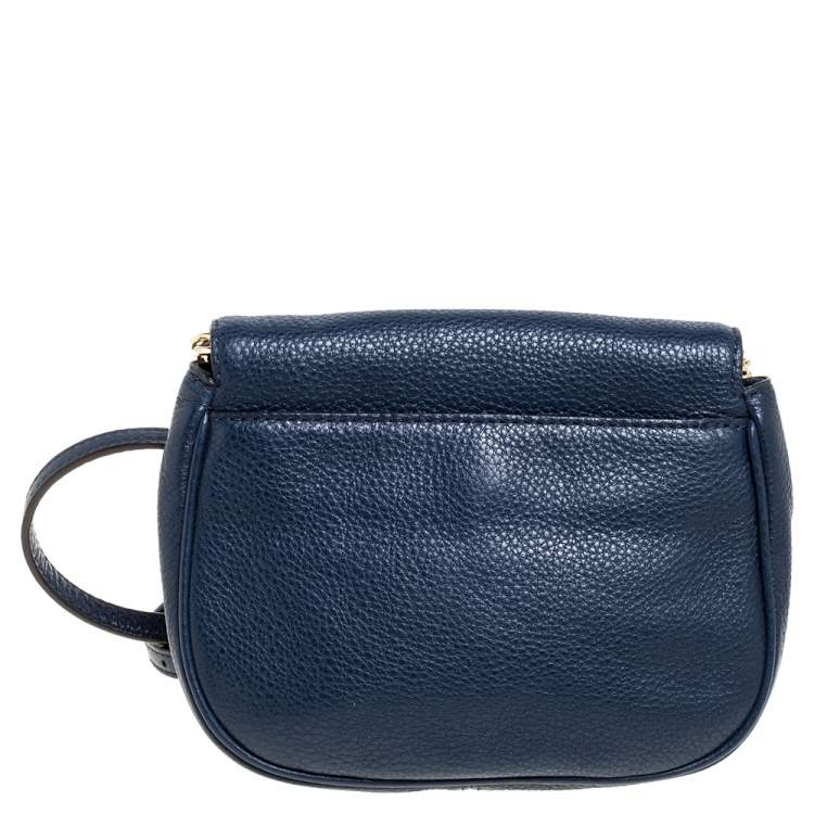 Pre Owned Michael Kors Blue Leather Flap Crossbody Bag