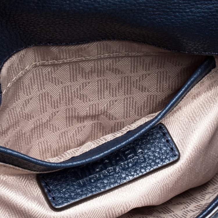 Pre Owned Michael Kors Blue Leather Flap Crossbody Bag