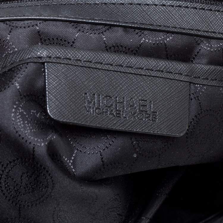 Pre Owned Michael Michael Kors Black Leather Medium Jet Set Top Zip Tote