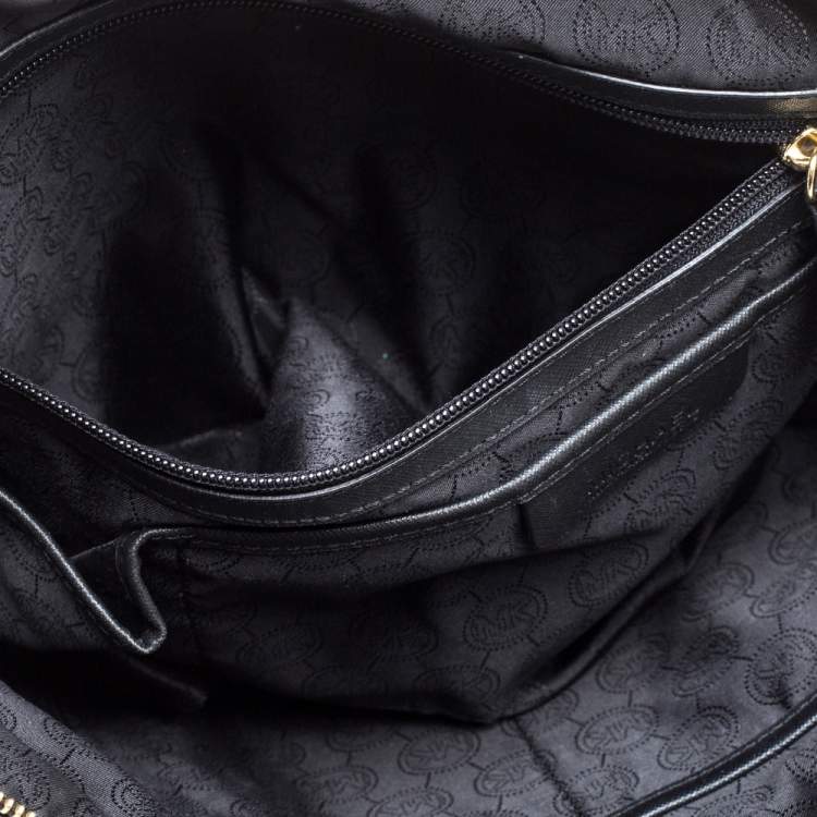 Pre Owned Michael Michael Kors Black Leather Medium Jet Set Top Zip Tote