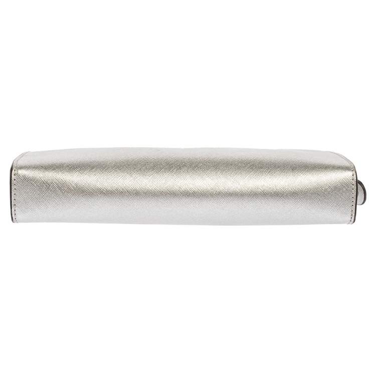 Pre Owned Michael Kors Metallic Silver Leather Crossbody Bag