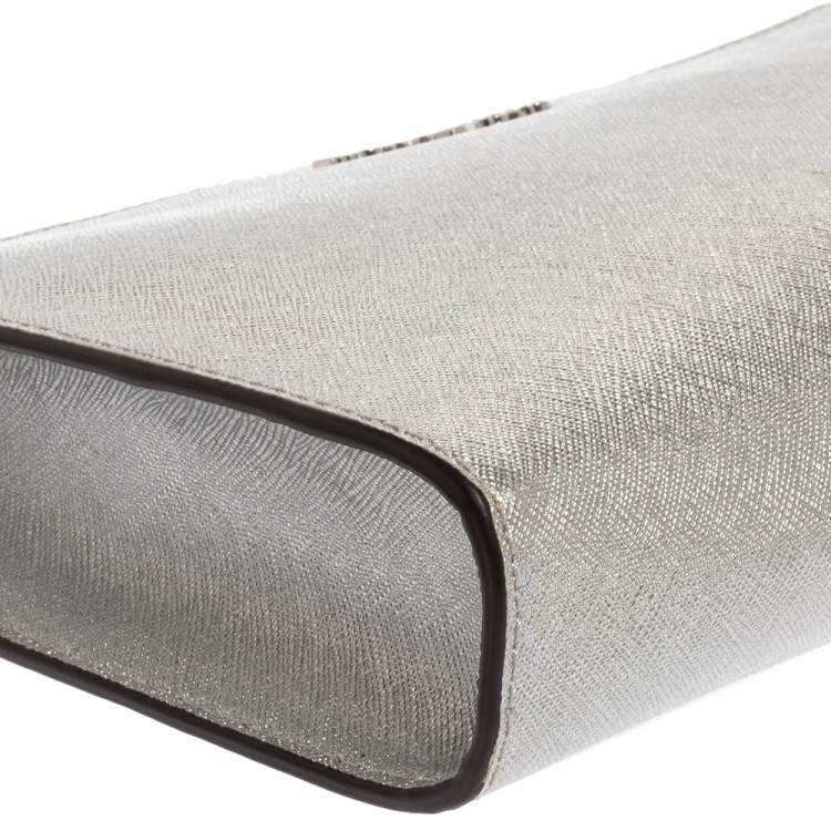 Pre Owned Michael Kors Metallic Silver Leather Crossbody Bag