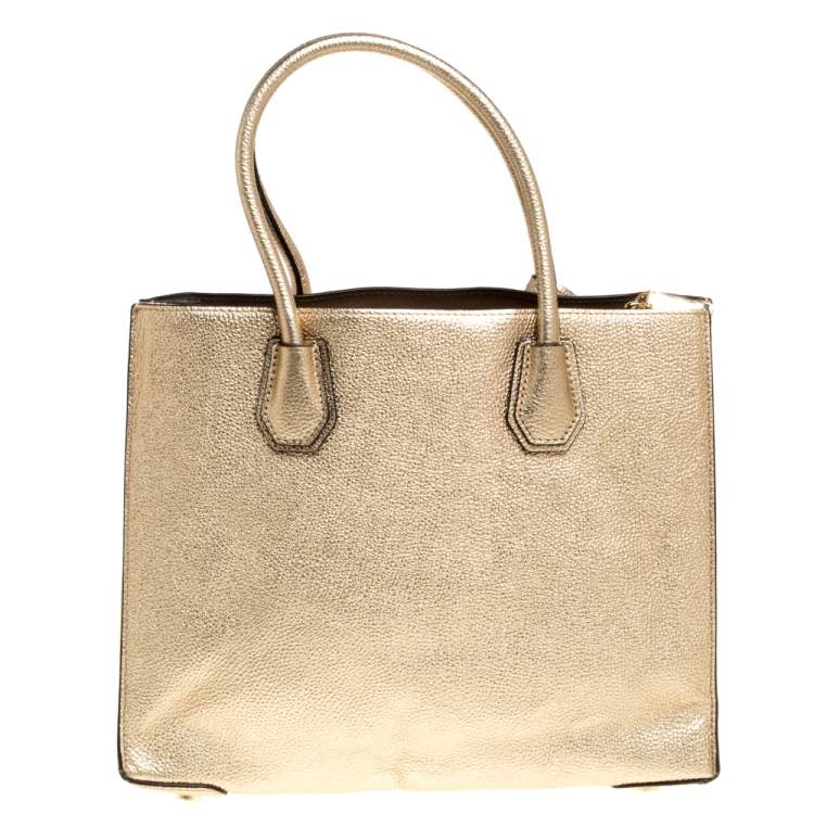 Pre Owned Michael Kors Metallic Gold Leather Large Mercer Tote