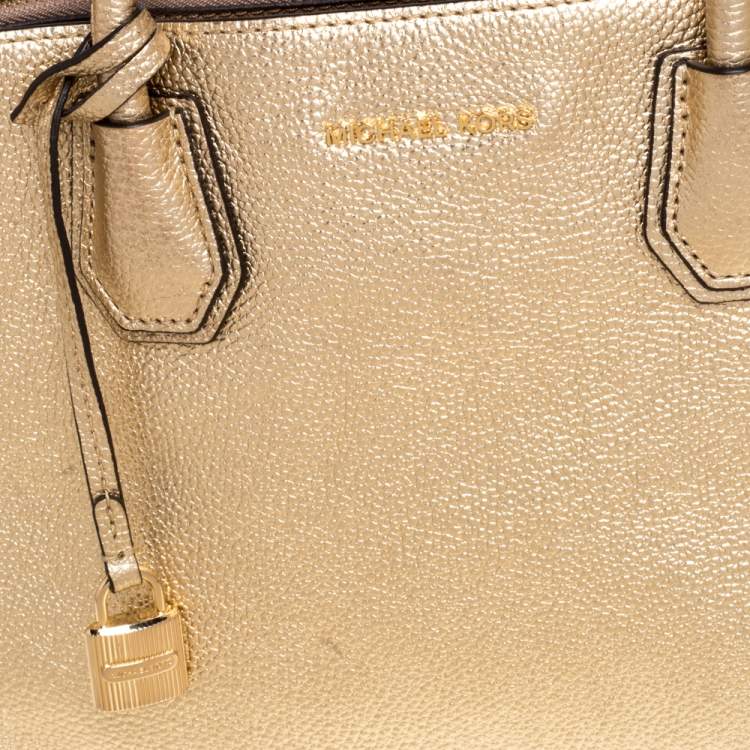 Pre Owned Michael Kors Metallic Gold Leather Large Mercer Tote