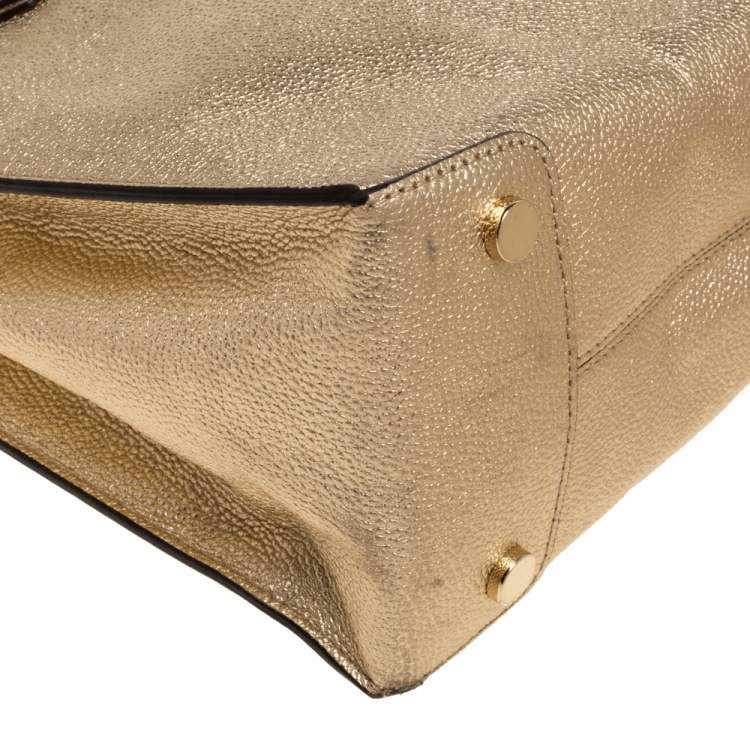 Pre Owned Michael Kors Metallic Gold Leather Large Mercer Tote