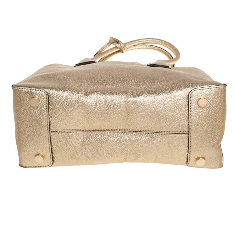 Pre Owned Michael Kors Metallic Gold Leather Large Mercer Tote