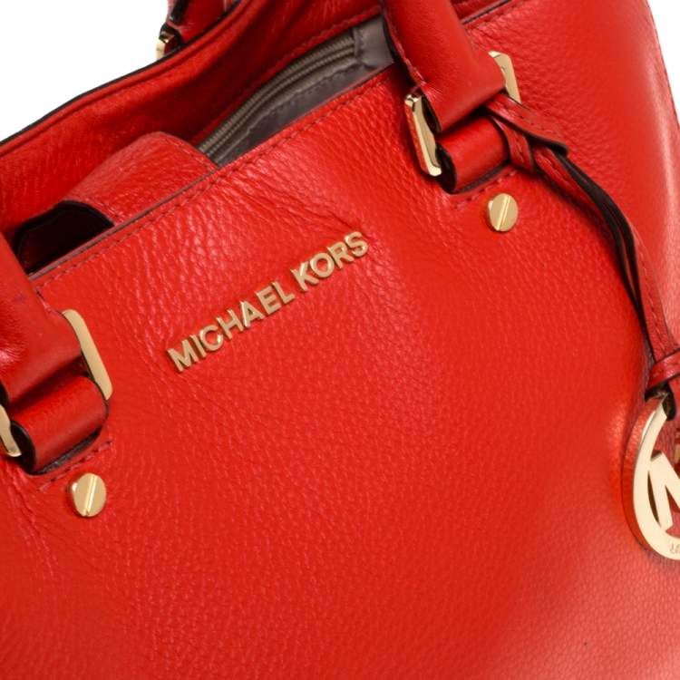 Pre Owned Michael Kors Orange Leather Medium Sutton Tote