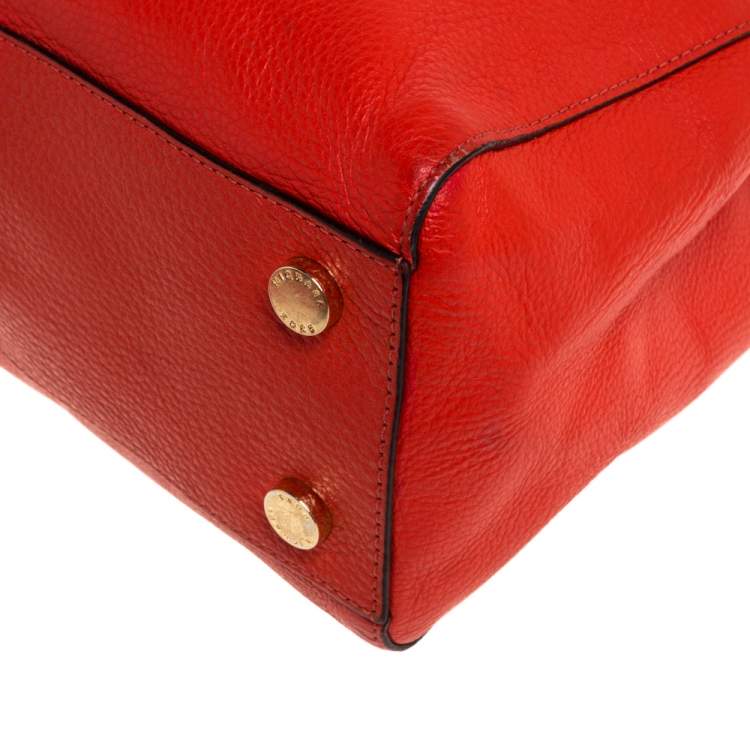Pre Owned Michael Kors Orange Leather Medium Sutton Tote