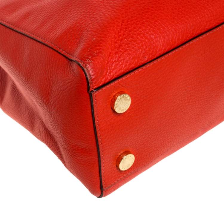 Pre Owned Michael Kors Orange Leather Medium Sutton Tote