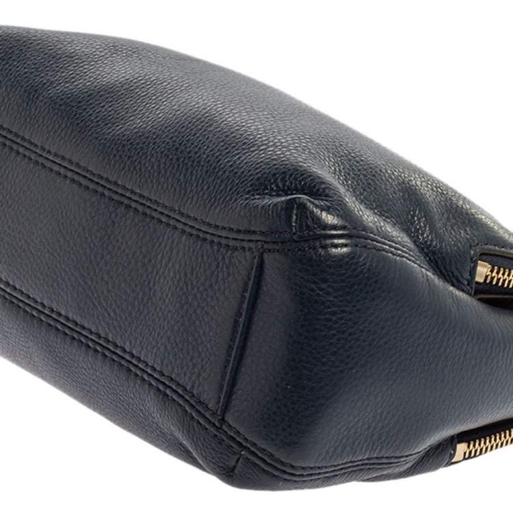 Pre Owned Michael Kors Navy Blue Leather Bedford Zip Crossbody Bag