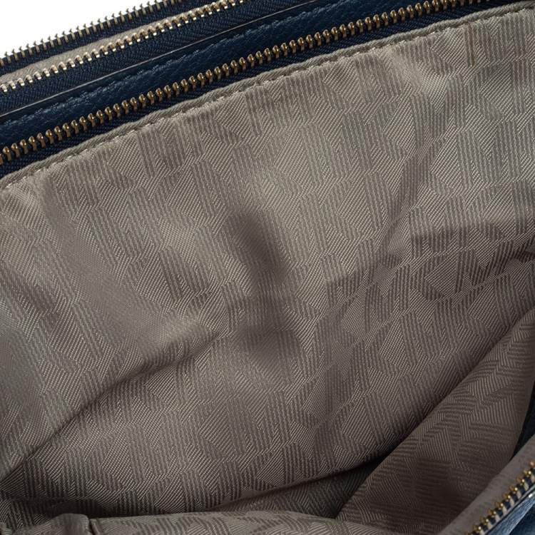 Pre Owned Michael Kors Navy Blue Leather Bedford Zip Crossbody Bag