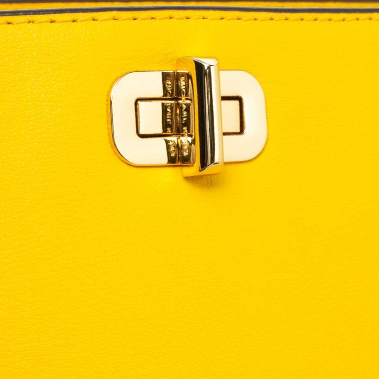 Pre Owned Michael Kors Yellow Leather Sylvie Crossbody Bag