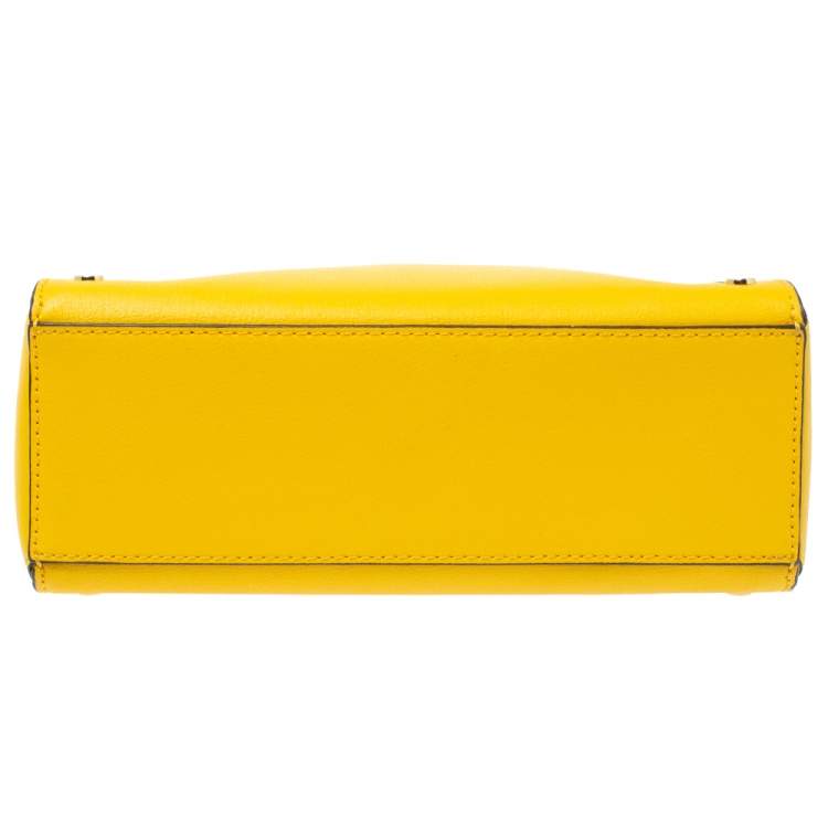 Pre Owned Michael Kors Yellow Leather Sylvie Crossbody Bag