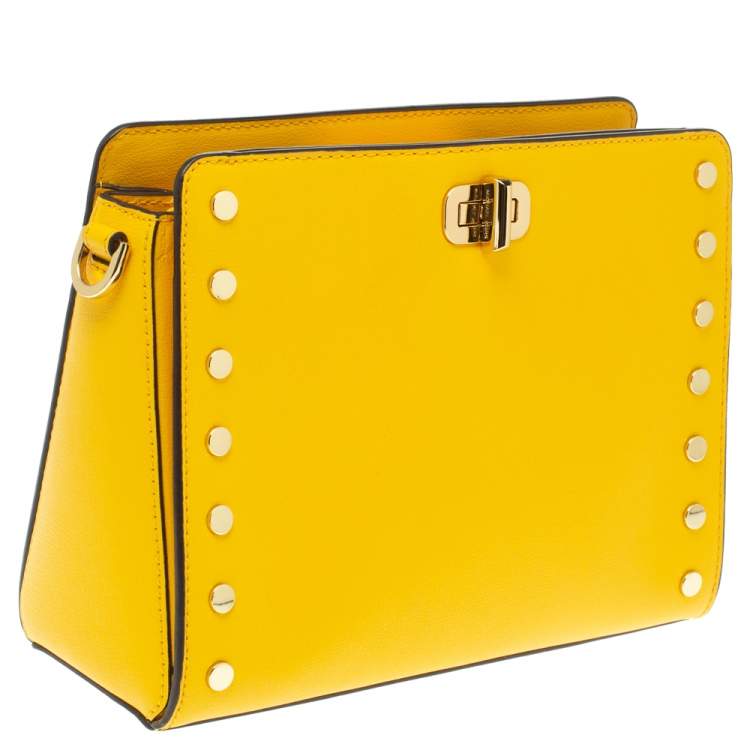 Pre Owned Michael Kors Yellow Leather Sylvie Crossbody Bag