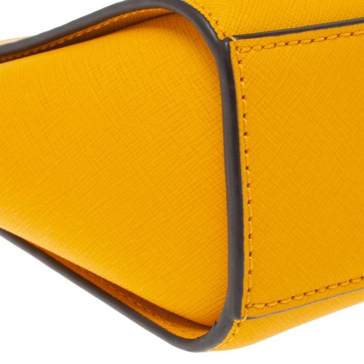 Pre Owned Michael Kors Yellow Leather Mini Selma Crossbody Bag