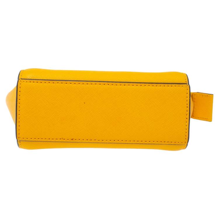 Pre Owned Michael Kors Yellow Leather Mini Selma Crossbody Bag