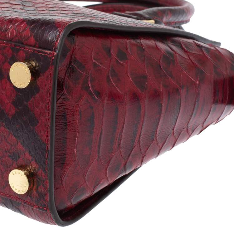 Pre Owned Michael Michael Kors Red Python Embossed Leather Medium Selma Satchel