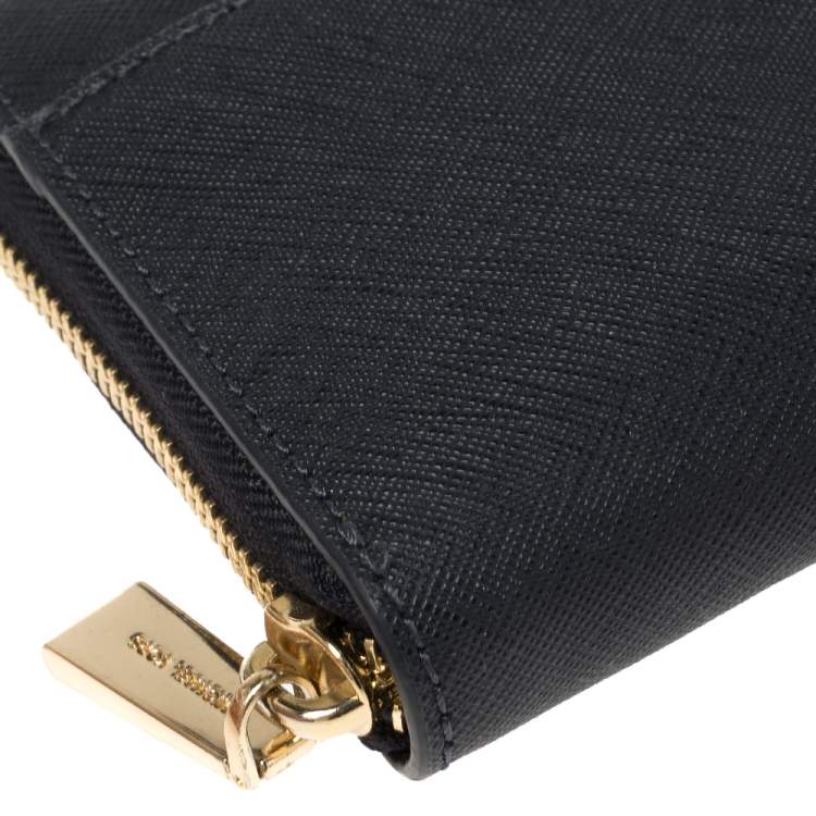 Pre Owned Michael Kors Navy Blue Leather Zip Around Continental Wallet