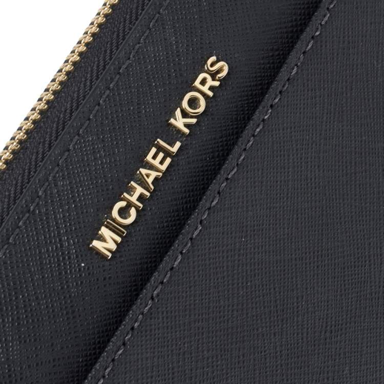 Pre Owned Michael Kors Navy Blue Leather Zip Around Continental Wallet