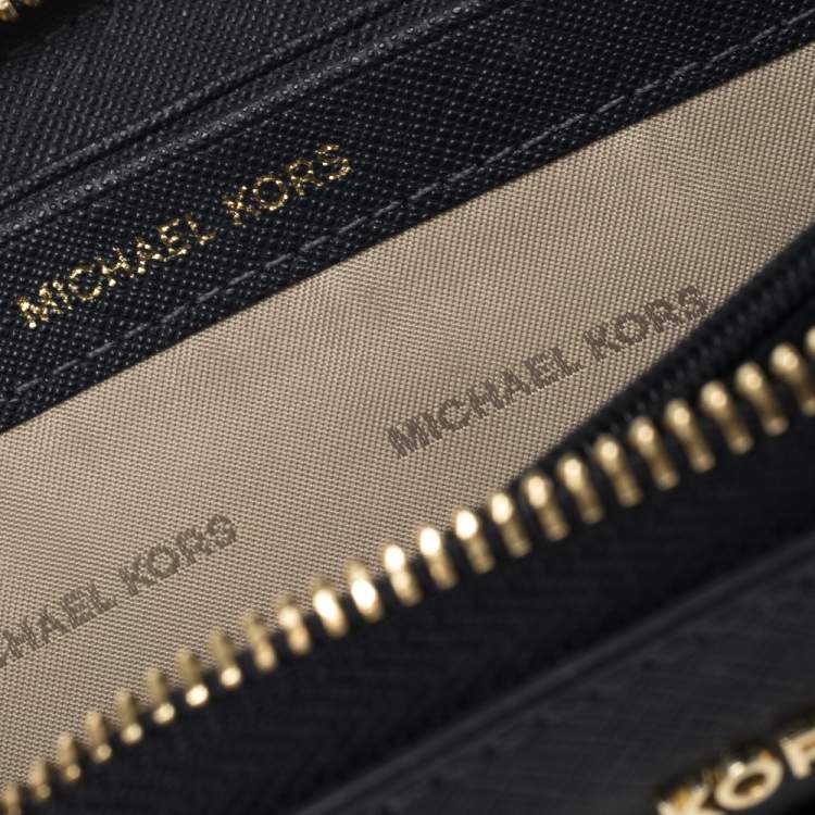 Pre Owned Michael Kors Navy Blue Leather Zip Around Continental Wallet