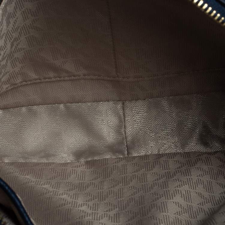 Pre Owned Michael Kors Navy Blue Leather Jet Set Crossbody Bag