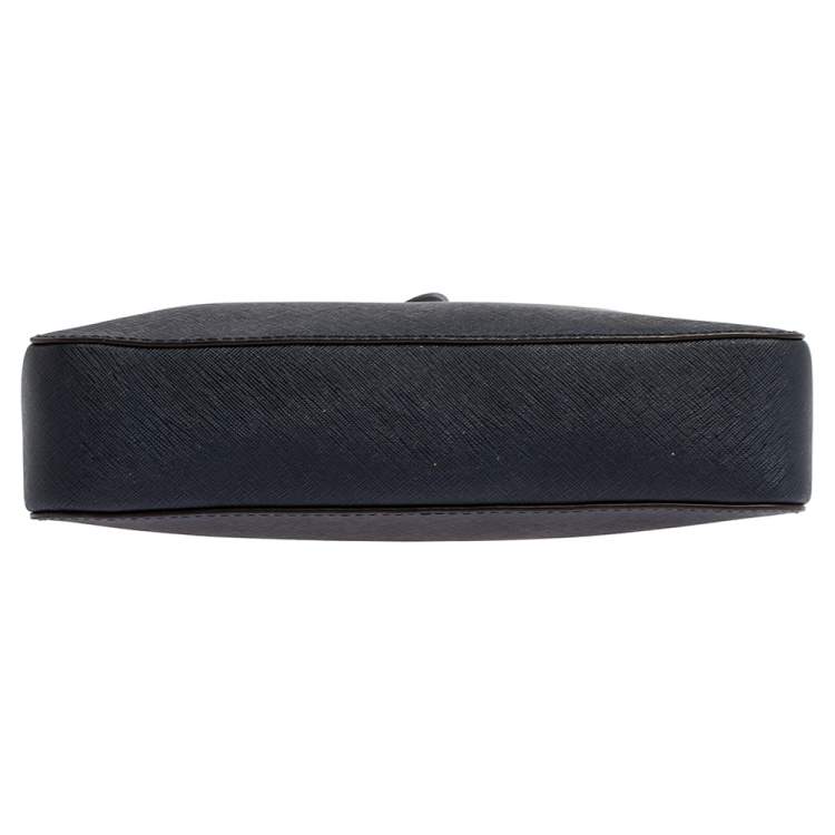 Pre Owned Michael Kors Navy Blue Leather Jet Set Crossbody Bag