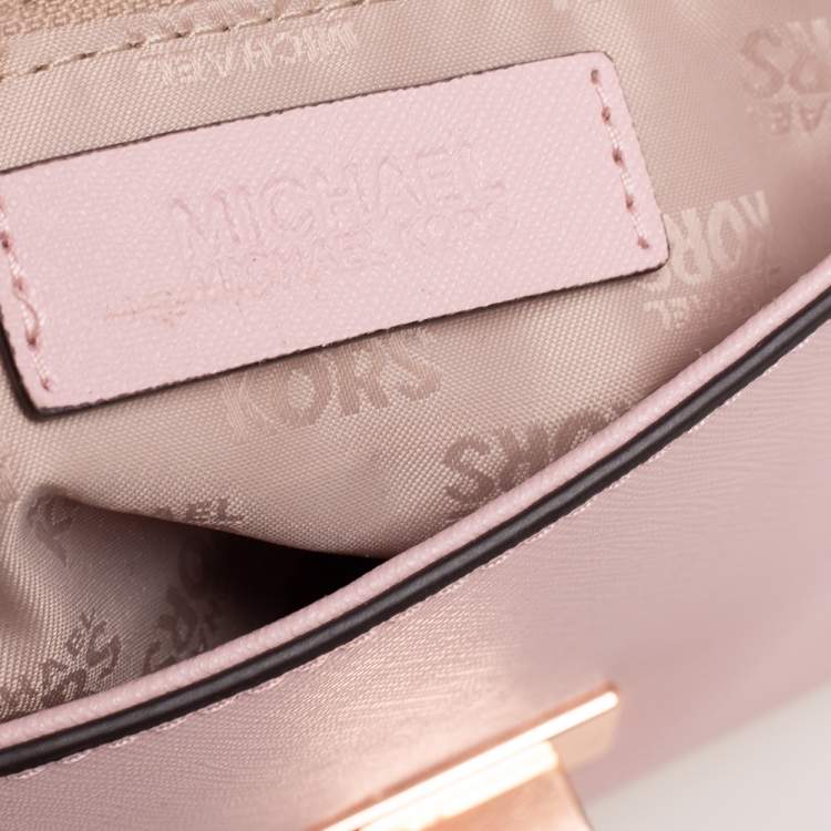 Pre Owned Michael Kors Powder Pink Perforated Leather Hannah Shoulder Bag